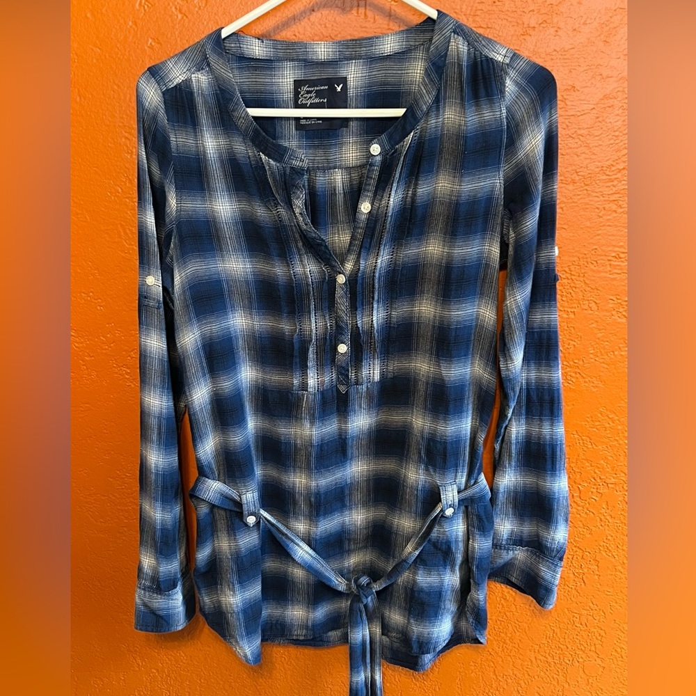 American Eagle plaid tunic top sz 4 like new!‎
